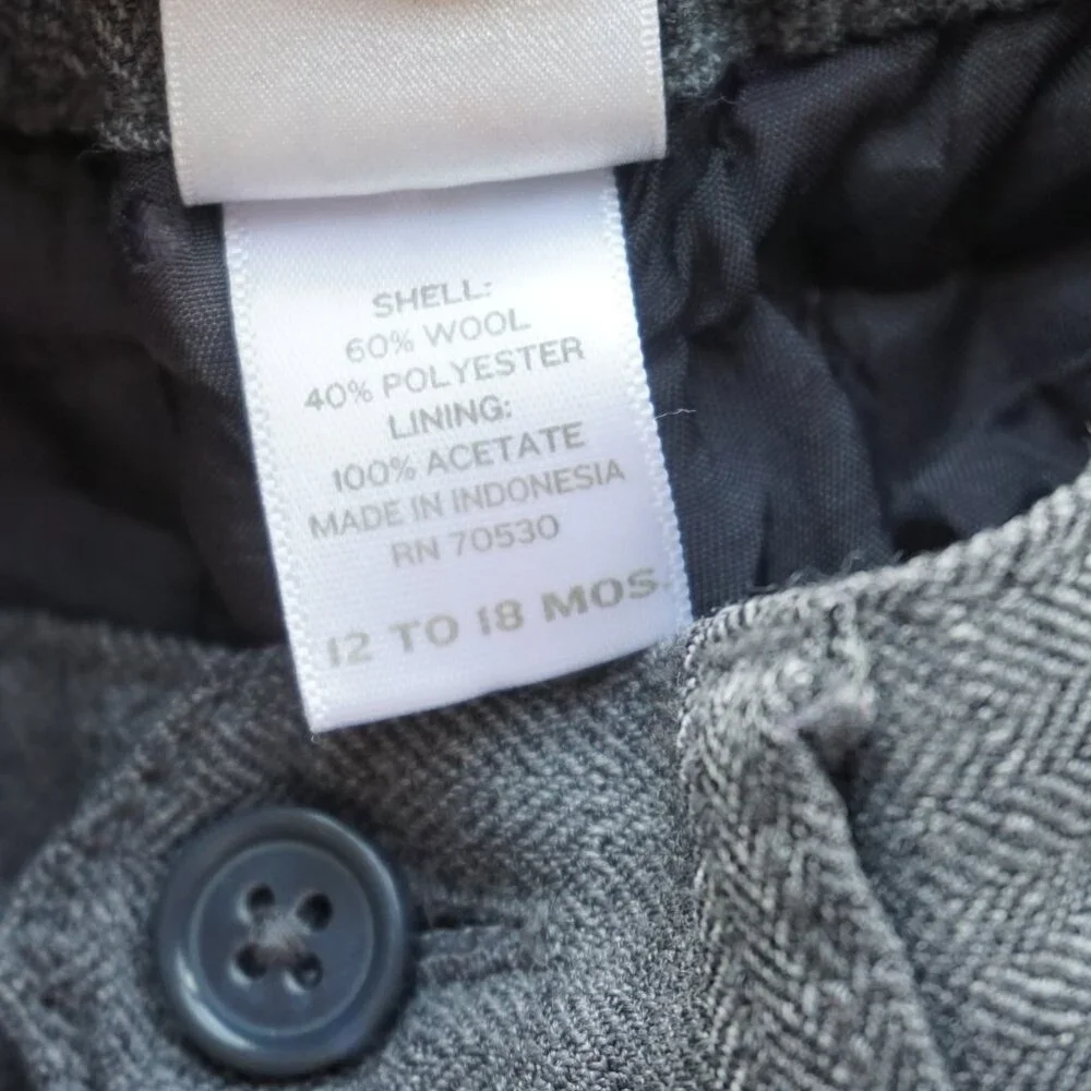 Janie‎ and Jack Wool Herringbone Trouser Pants Gray Special Occasion Baby 12-18m